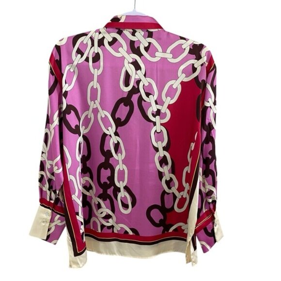 Zara - Chain Print Satin Blouse - S - Picture 8 of 9